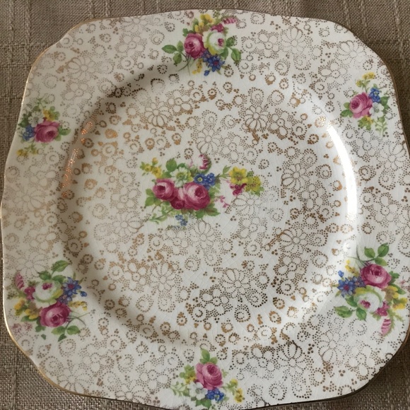 Vintage H & K Tunstall China Porcelain Square Luncheon 9” Salad Cake Plate - Picture 5 of 6